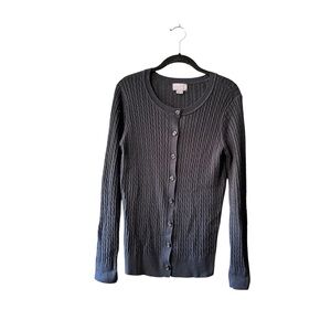 5/$25 Laura Scott Navy Petite Button Down Cardigan Sweater